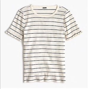 J. Crew Ruffled Sleeve Striped T-shirt